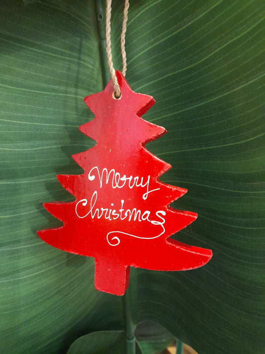 Christmas Ornament - Red "Merry Christmas" Tree