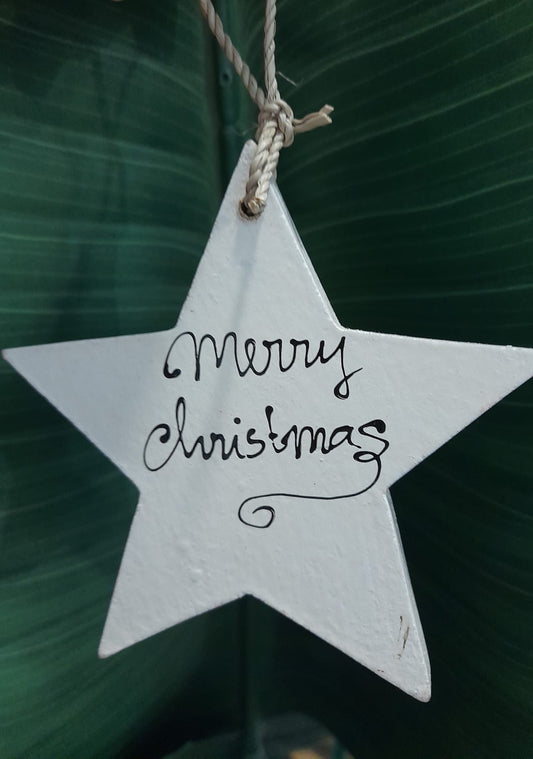 Christmas Ornament - White "Merry Christmas" Star