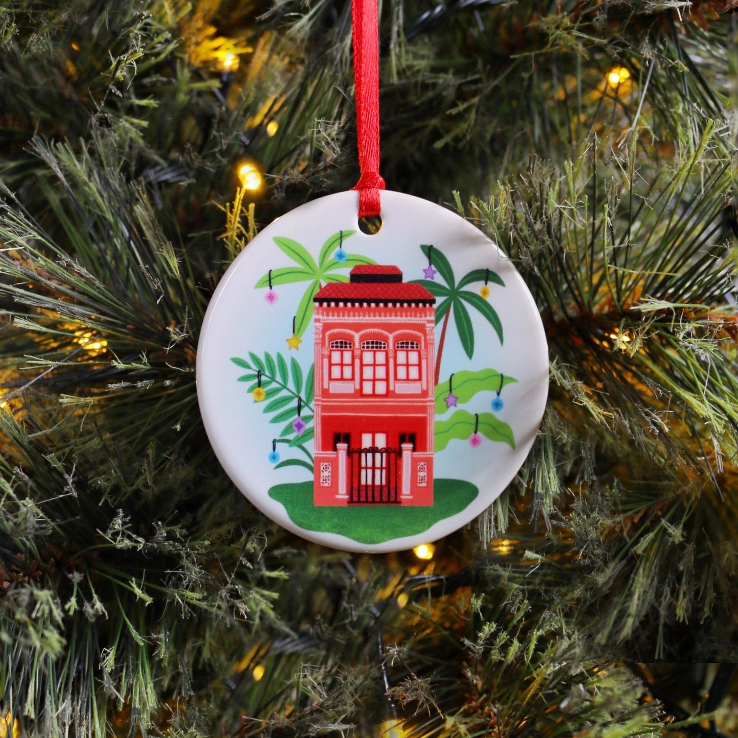 Colourful Singapore Peranakan Shophouses Hanging Decoration / Ornament