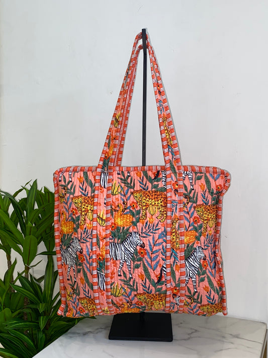 Cotton Fabric Tote w/ Zipper (Assorted)