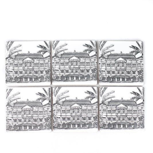Cork Backing B&W Raffles Hotel Coaster - Set of 6