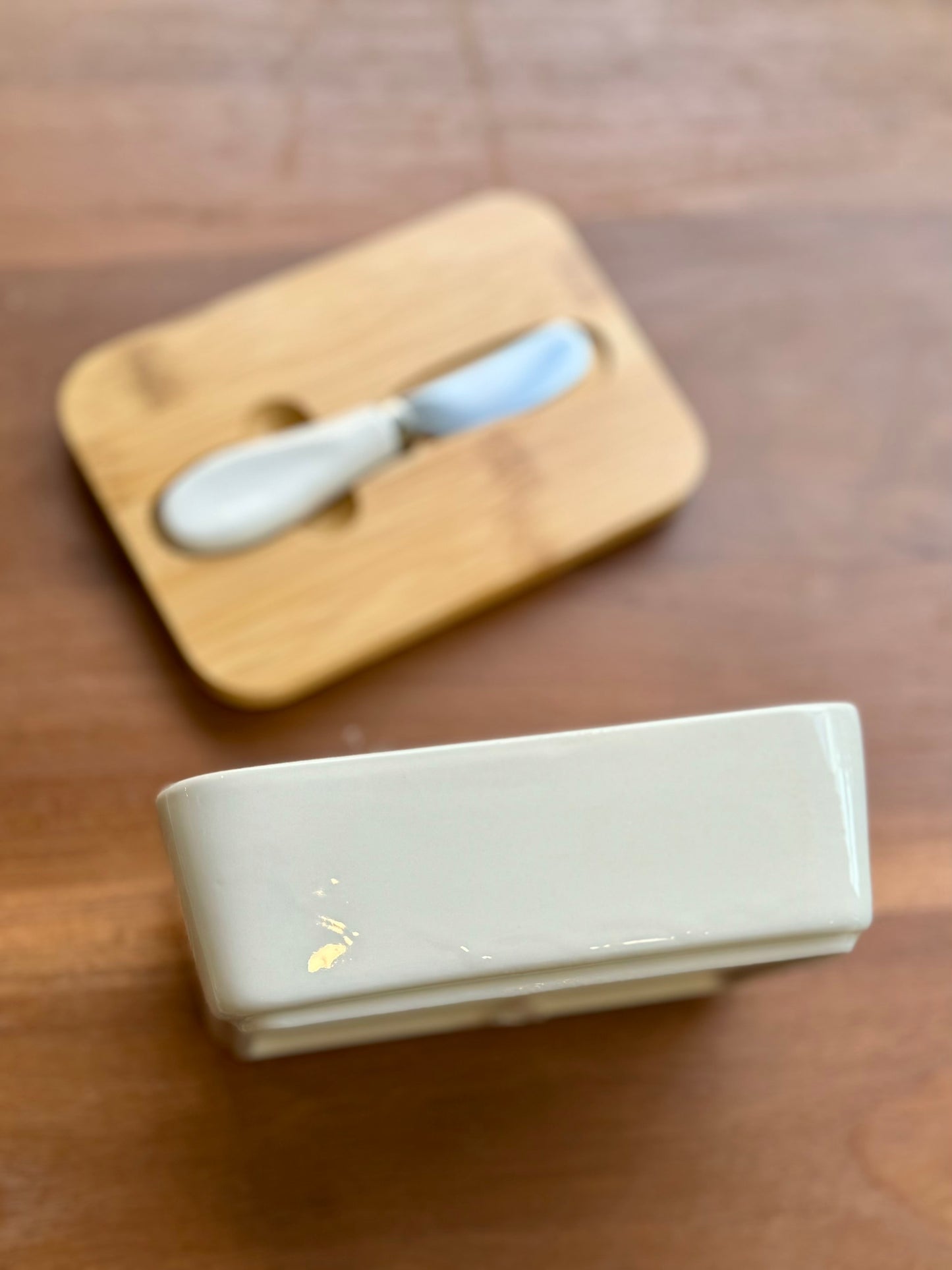 Ceramic and Bamboo Butter Box