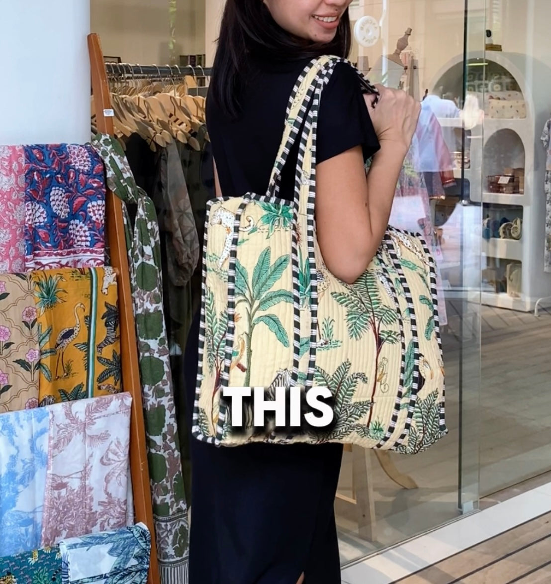 Cotton Fabric Tote w/ Zipper (Assorted)
