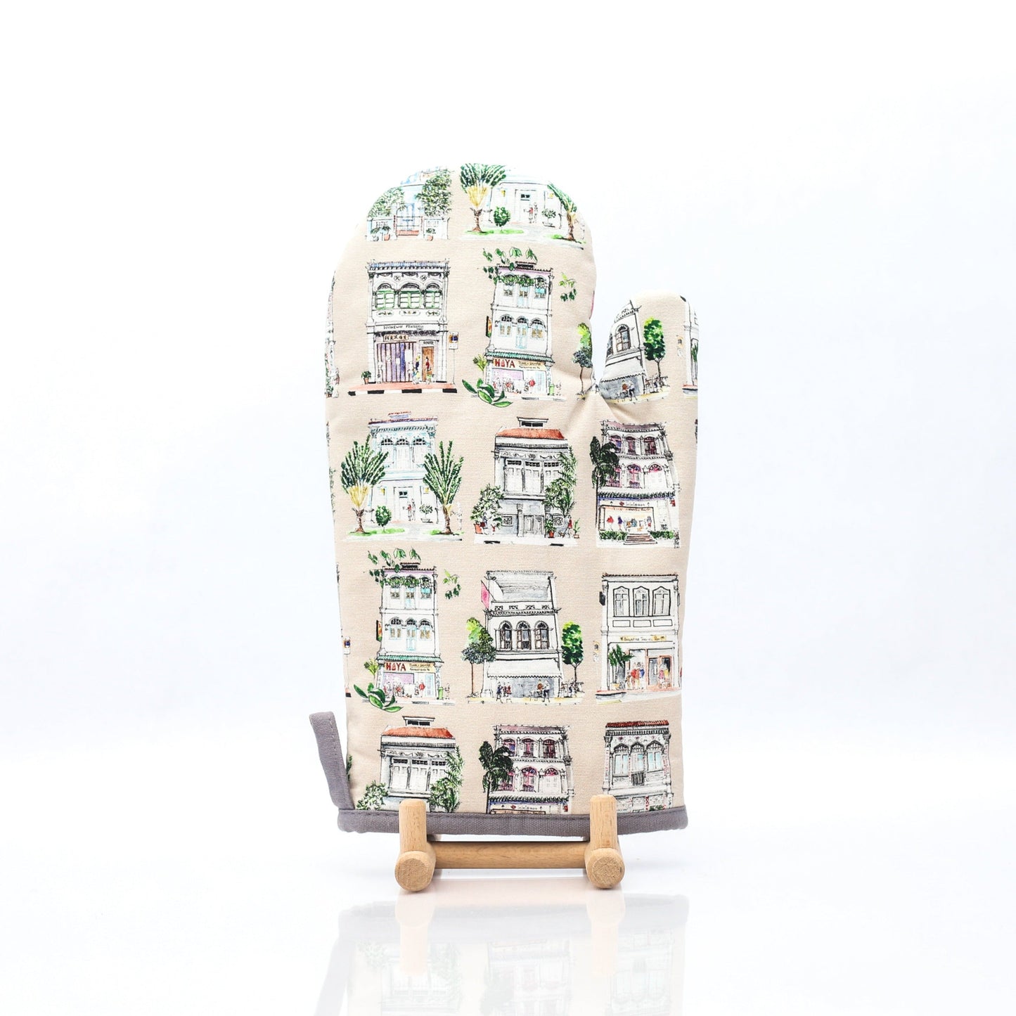 Oven Mitt - Pastel Shophouses
