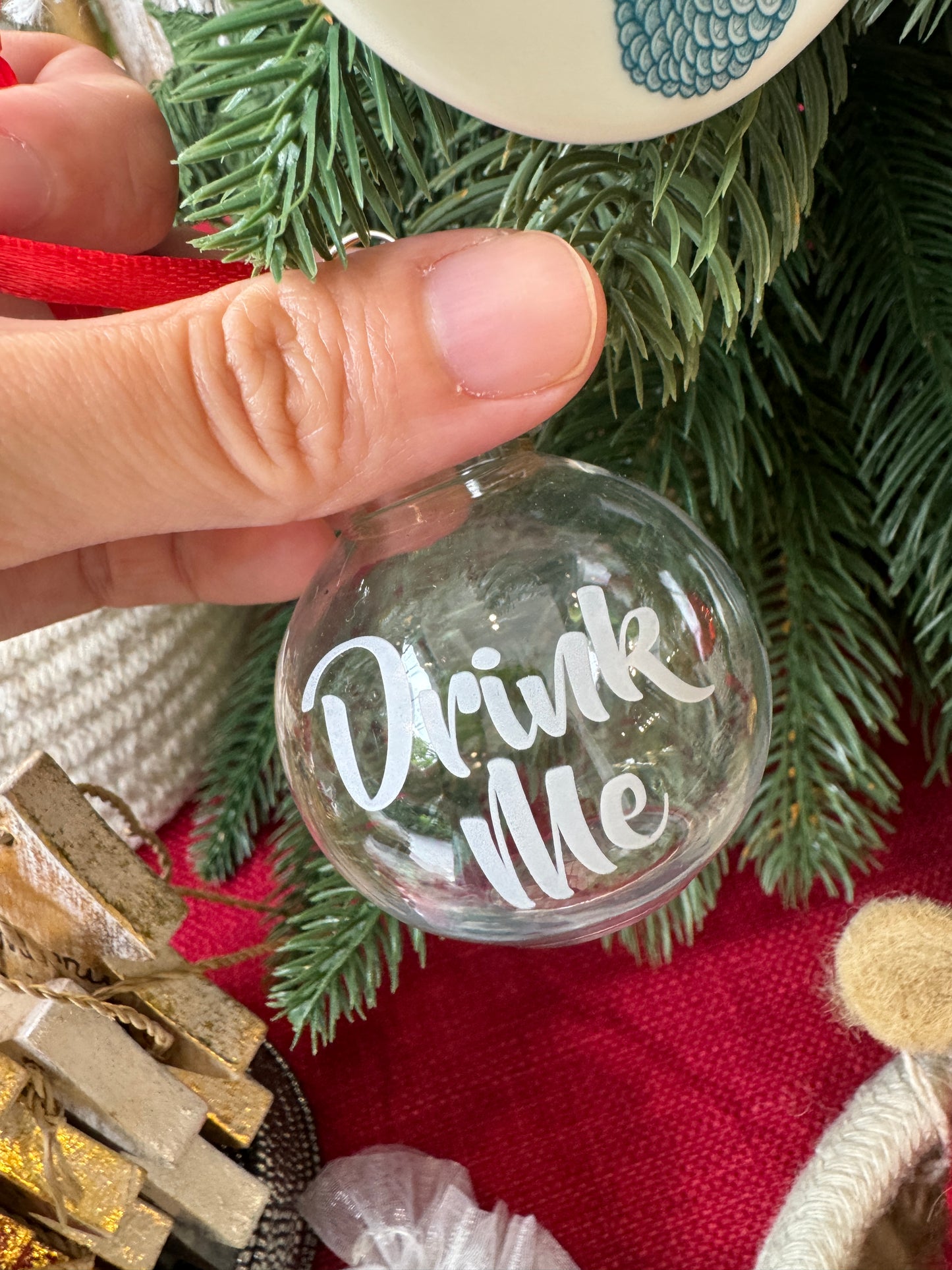Acrylic Drink Me Merry Christmas Ornament Baubles (Set of 8)