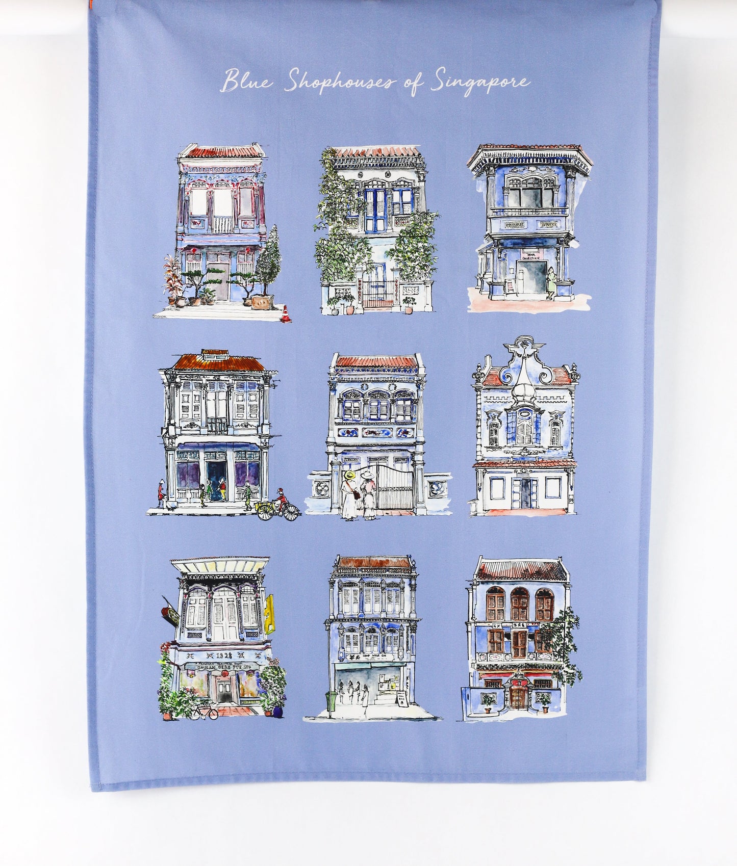 Organic Cotton Tea Towel - Blue - Blue Shophouses