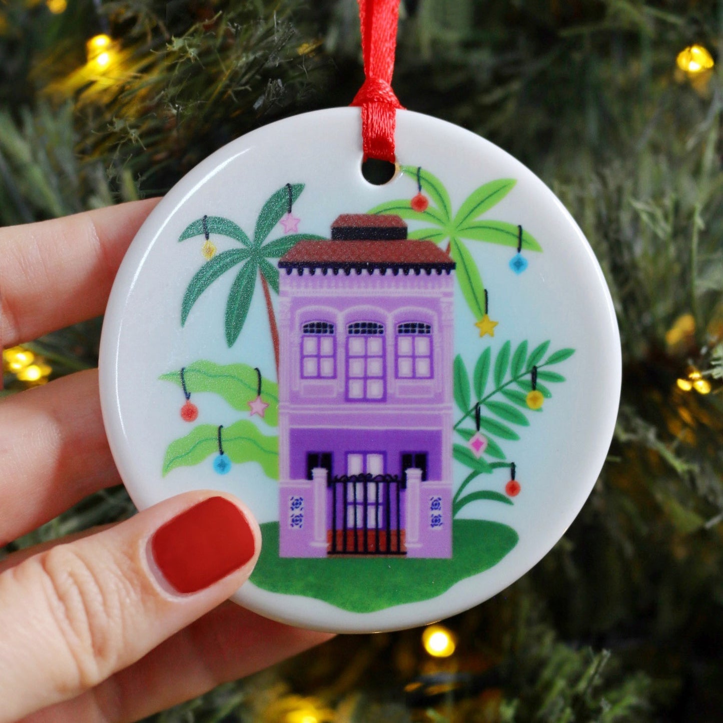 Colourful Singapore Peranakan Shophouses Hanging Decoration / Ornament