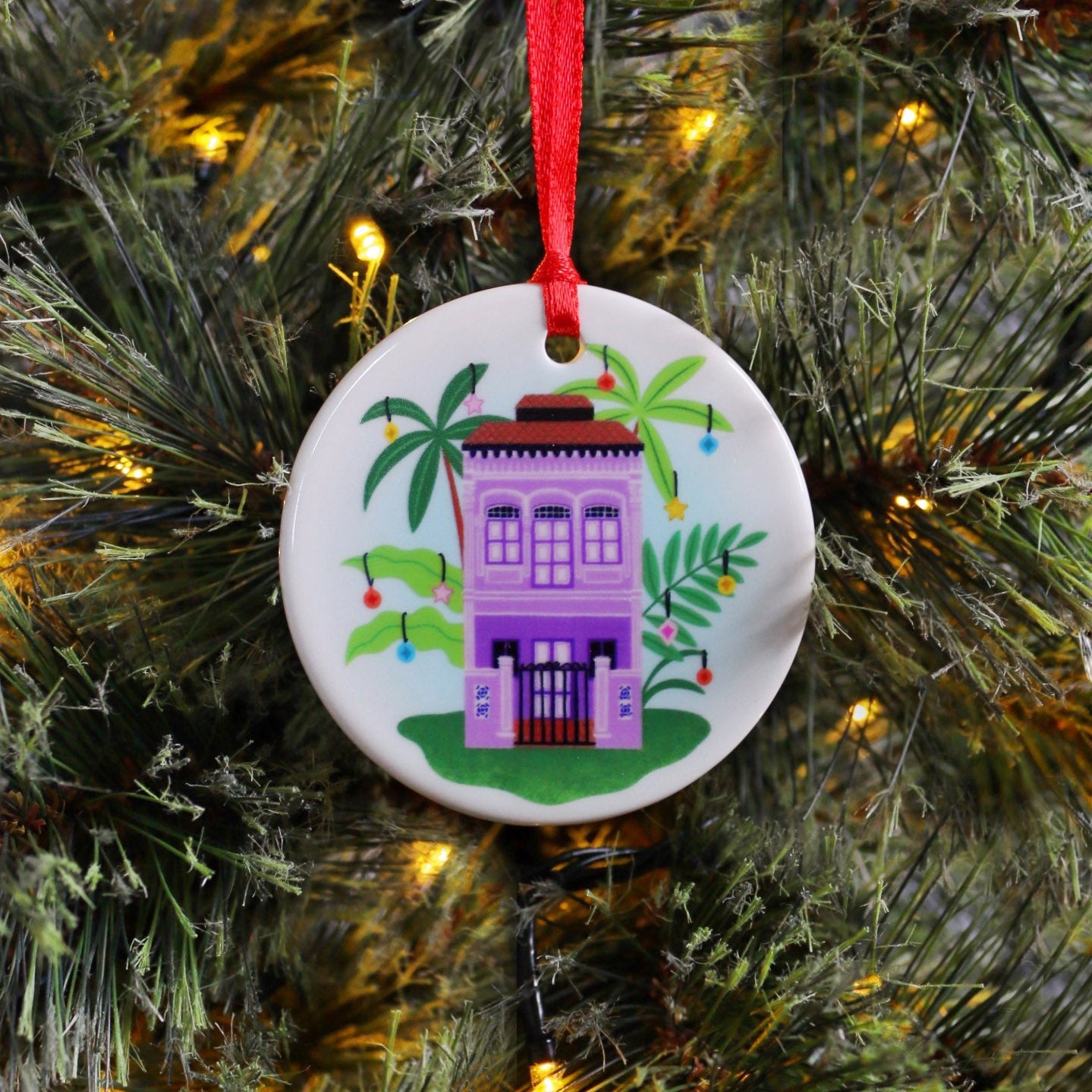 Colourful Singapore Peranakan Shophouses Hanging Decoration / Ornament