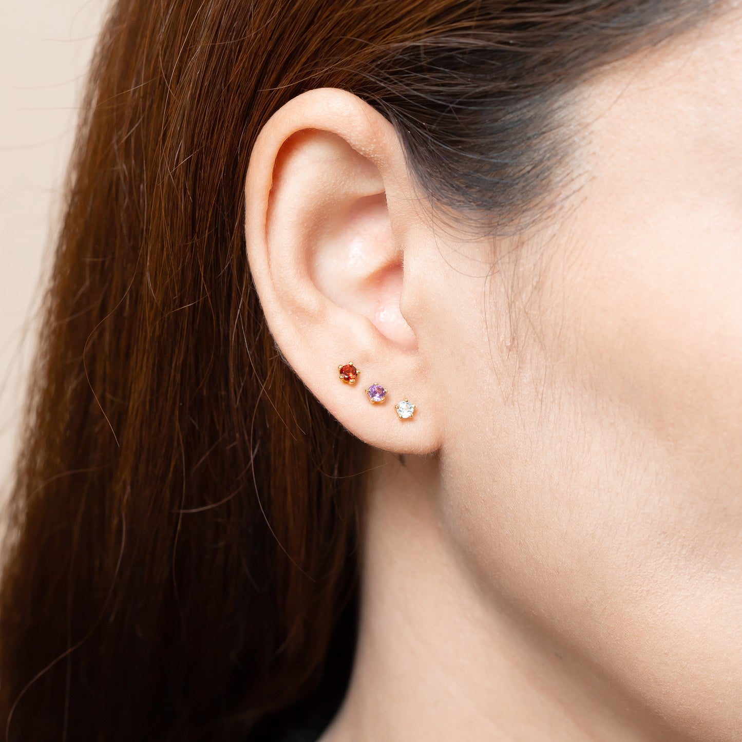 Birthstone Ear Studs - 18K Gold Vermeil