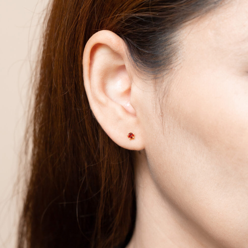 Birthstone Ear Studs - 18K Gold Vermeil