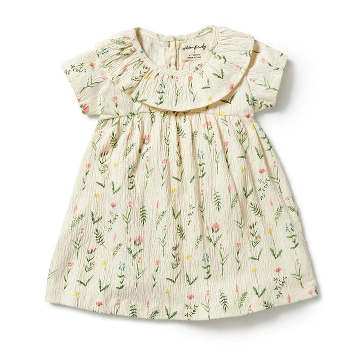 Wild Flower Crinkle Cotton Ruffle Dress