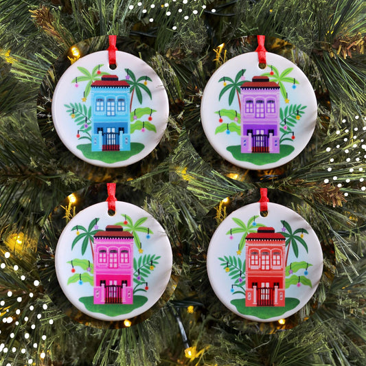 Colourful Singapore Peranakan Shophouses Hanging Decoration / Ornament