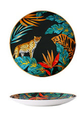 Black Cheetah Gold-Rimmed Dessert Plate (Jungle Series)