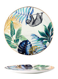 Sloth Gold-Rimmed Dinner Plate (Jungle Series)