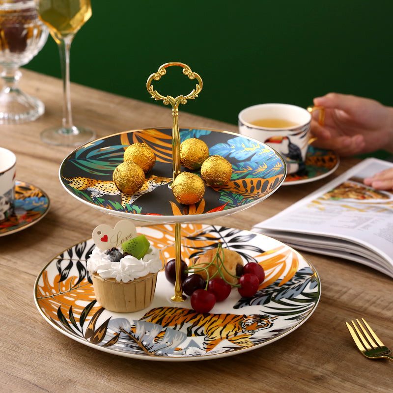 Tiger Gold-Rimmed Dinner Plate (Jungle Series)