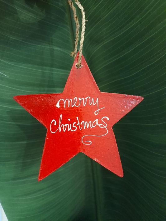 Christmas Ornament - Red "Merry Christmas" Star