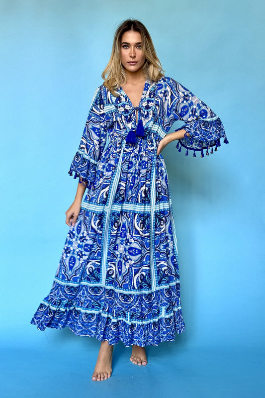 ANTICA ITALIA Elba Island Resort Maxi Dress - Blue
