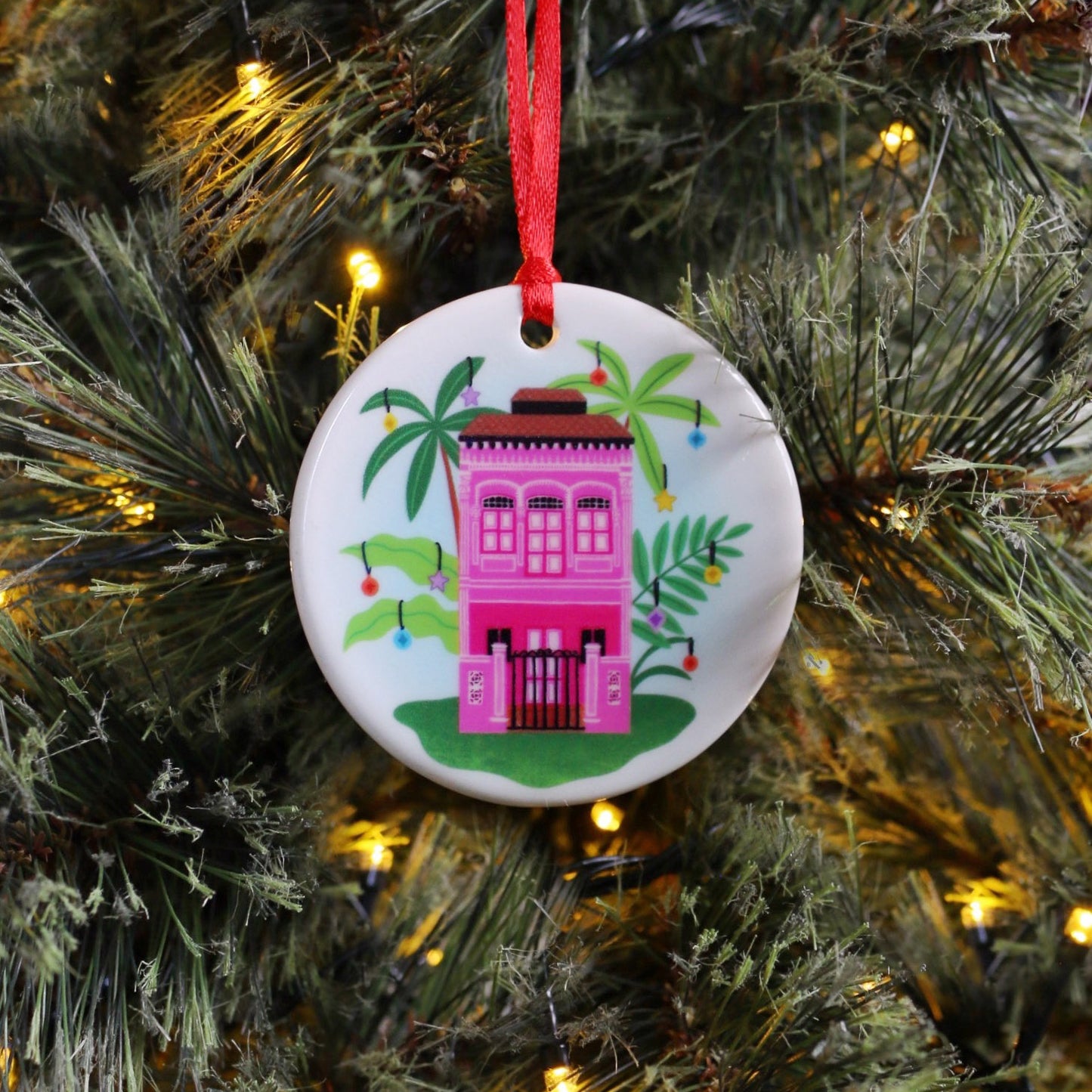 Colourful Singapore Peranakan Shophouses Hanging Decoration / Ornament