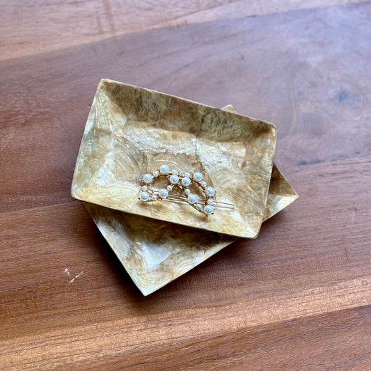 Mother of Pearl Rectangle Dish (Gold)