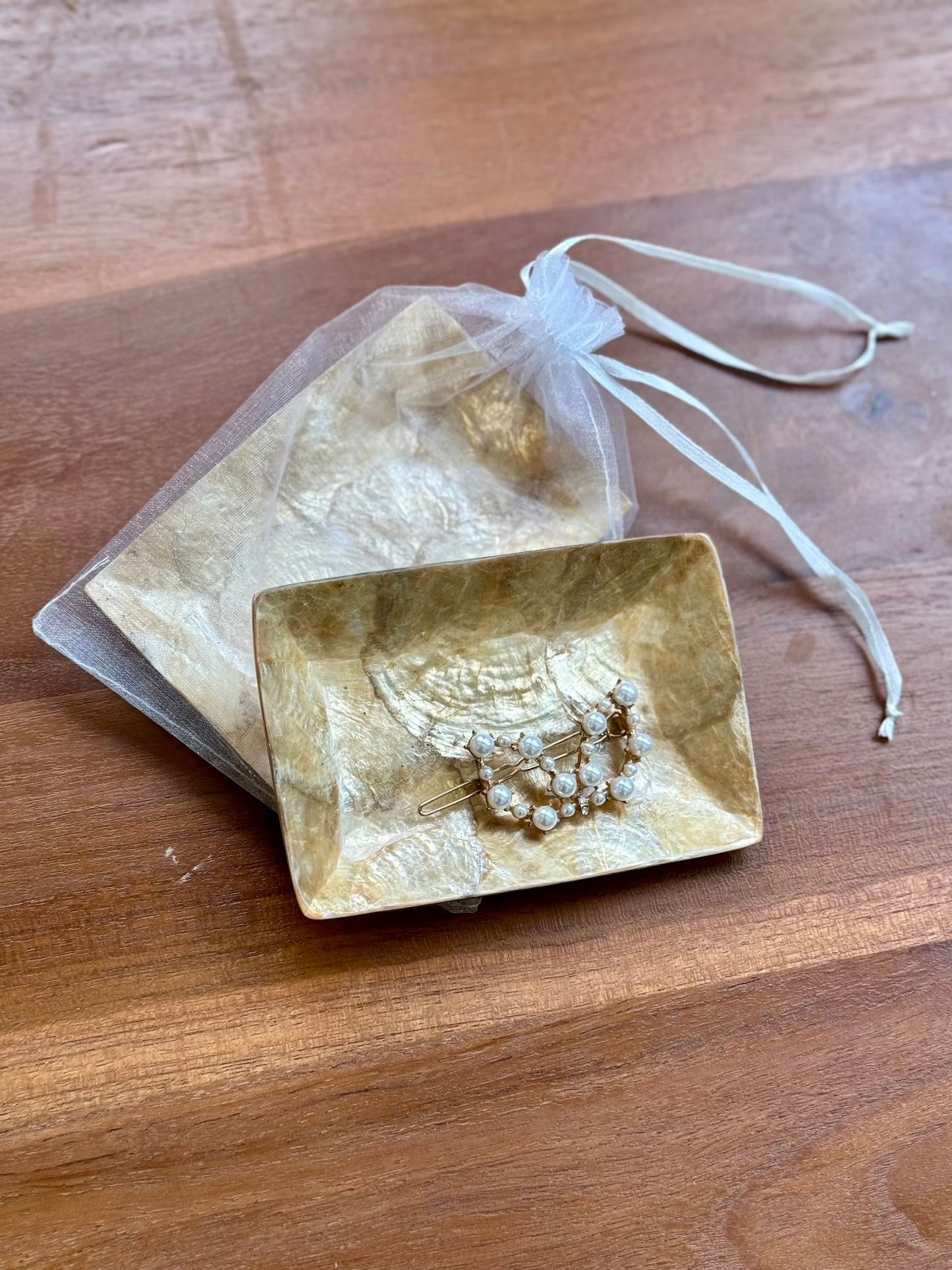 Mother of Pearl Rectangle Dish (Gold)