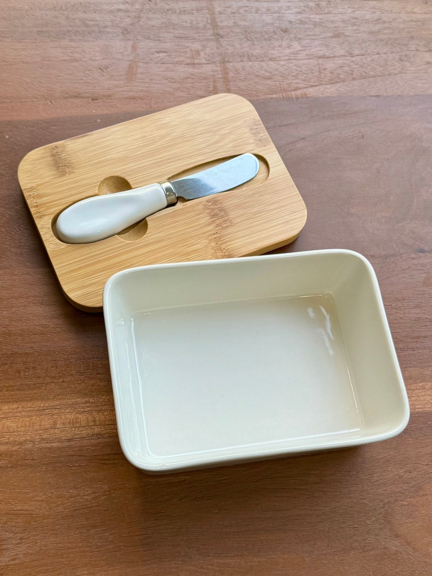 Ceramic and Bamboo Butter Box