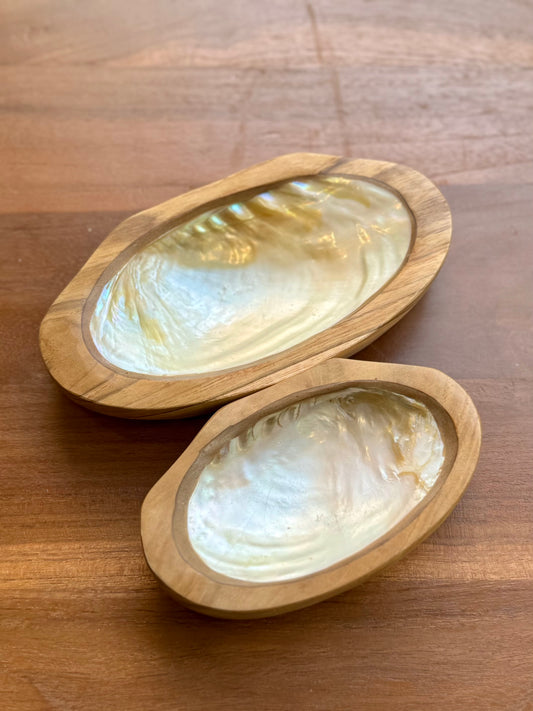 Mermaid Teak and Shell Display (Two Sizes)