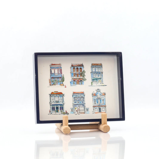 Navy Lacquer Trinket Tray - Blue Shophouses
