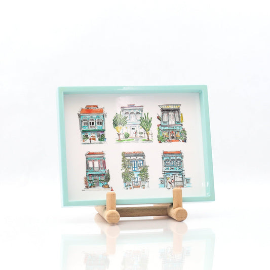 Turquoise Lacquer Trinket Tray - Turquoise Shophouses