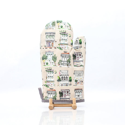 Oven Mitt - Pastel Shophouses