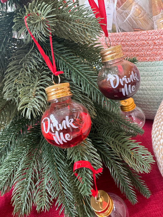 Acrylic Drink Me Merry Christmas Ornament Baubles (Set of 8)