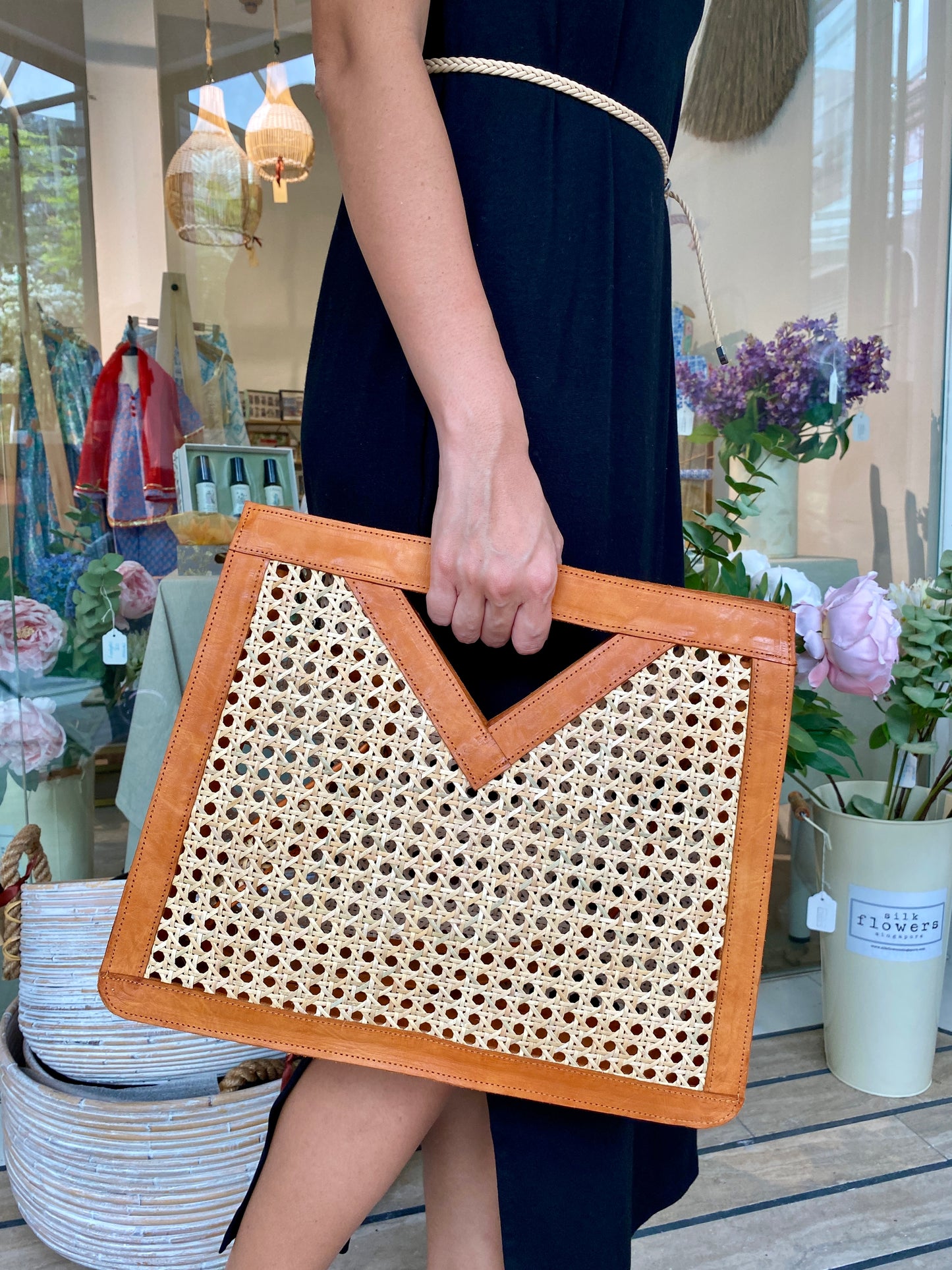 Kai Leather & Rattan Two-Way Handbag (two colours)