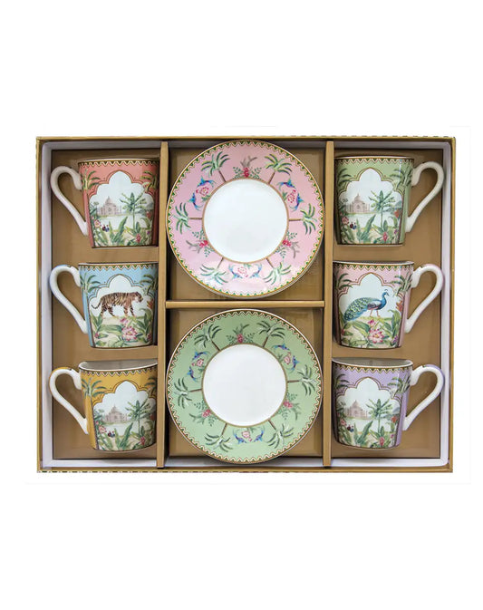 Set of Six Coffee Cups and Saucers 100 ml Paradise Sauvage
