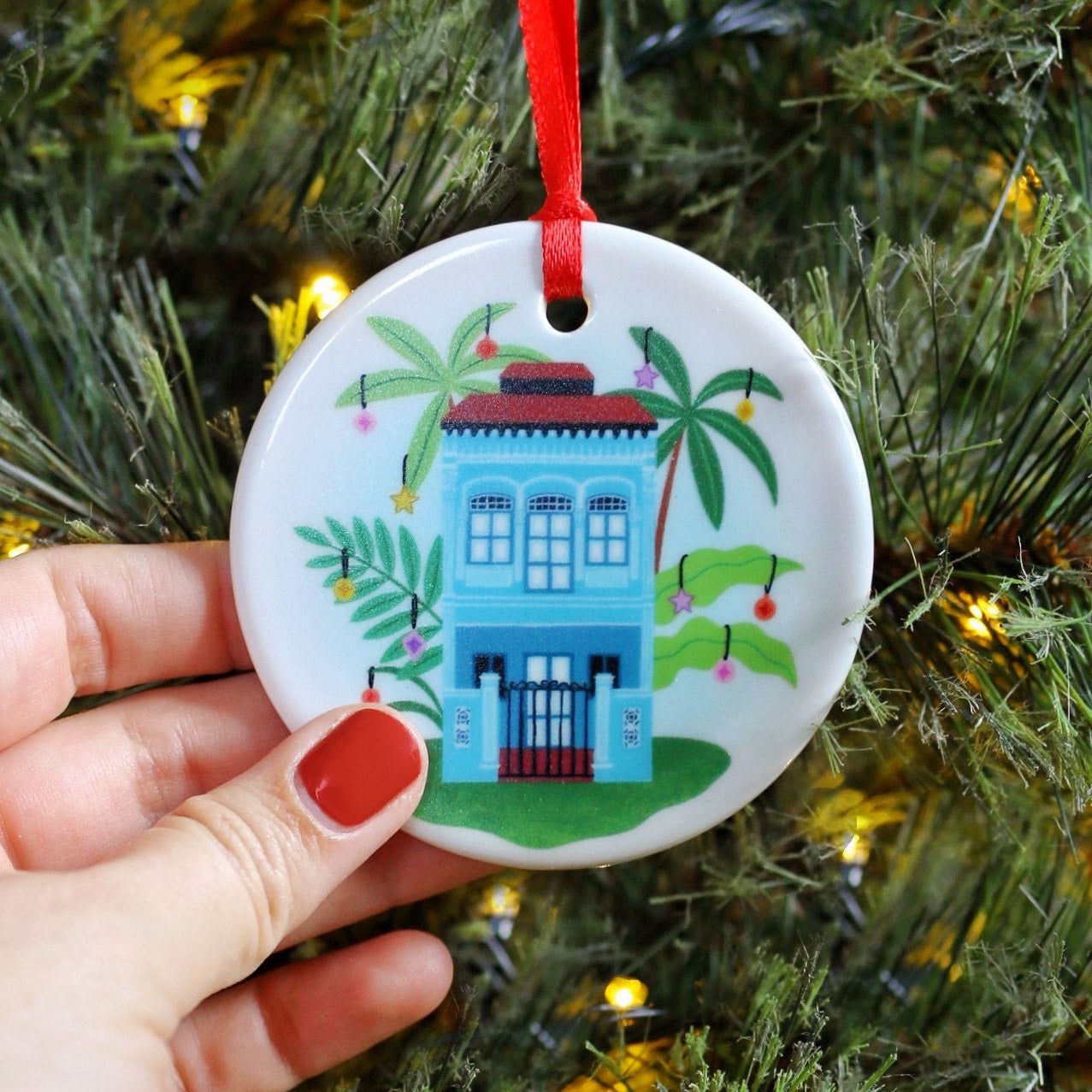 Colourful Singapore Peranakan Shophouses Hanging Decoration / Ornament