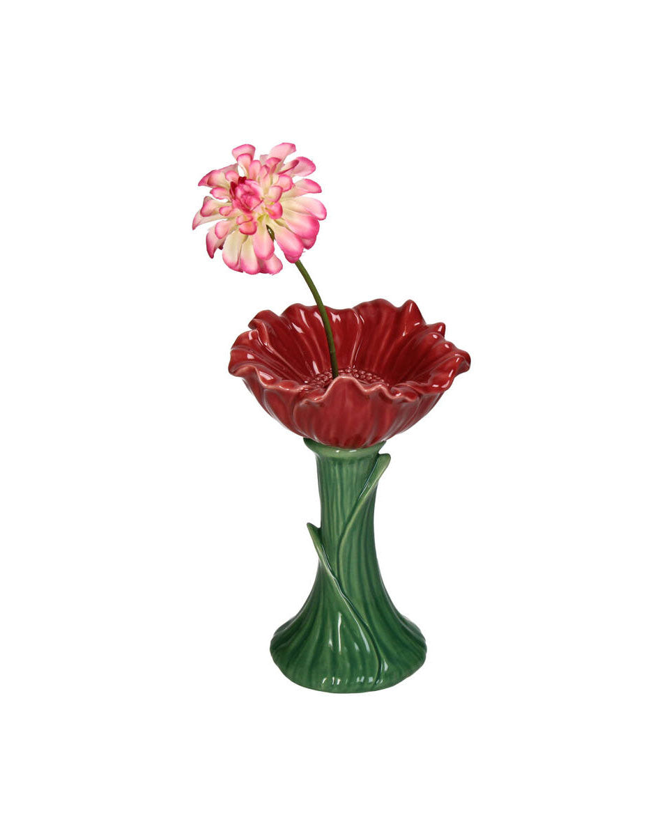 Red Poppy Flower 20 cm Vase