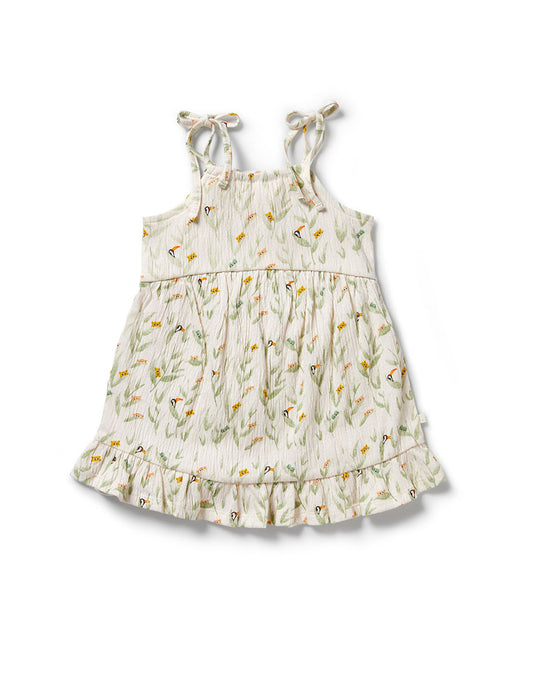 Peek-a-Boo Crinkle Ruffle Dress