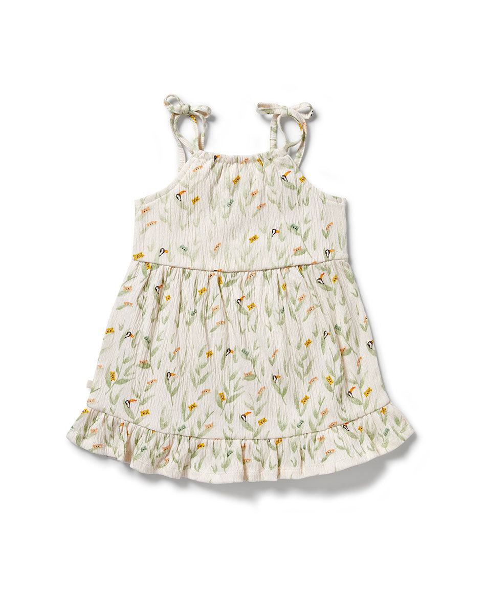 Peek-a-Boo Crinkle Ruffle Dress
