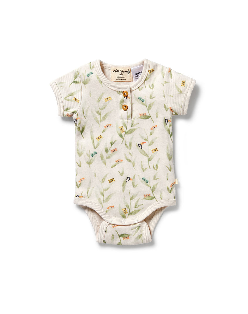 Peek-a-Boo Organic Rib Henley Bodysuit
