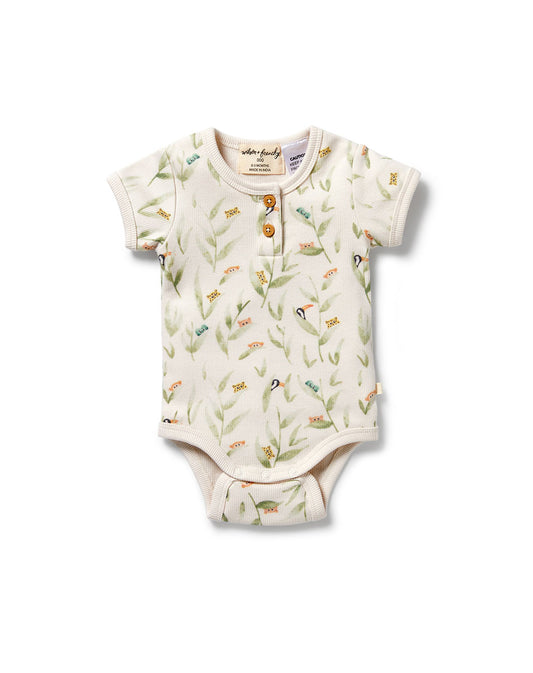 Peek-a-Boo Organic Rib Henley Bodysuit