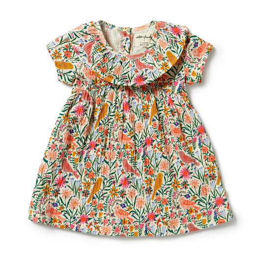 Birdie Floral Crinkle Ruffle Dress
