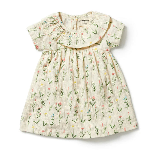 Wild Flower Crinkle Cotton Ruffle Dress