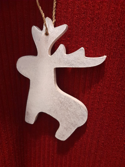 Christmas Ornament - Glittery Silver Reindeer