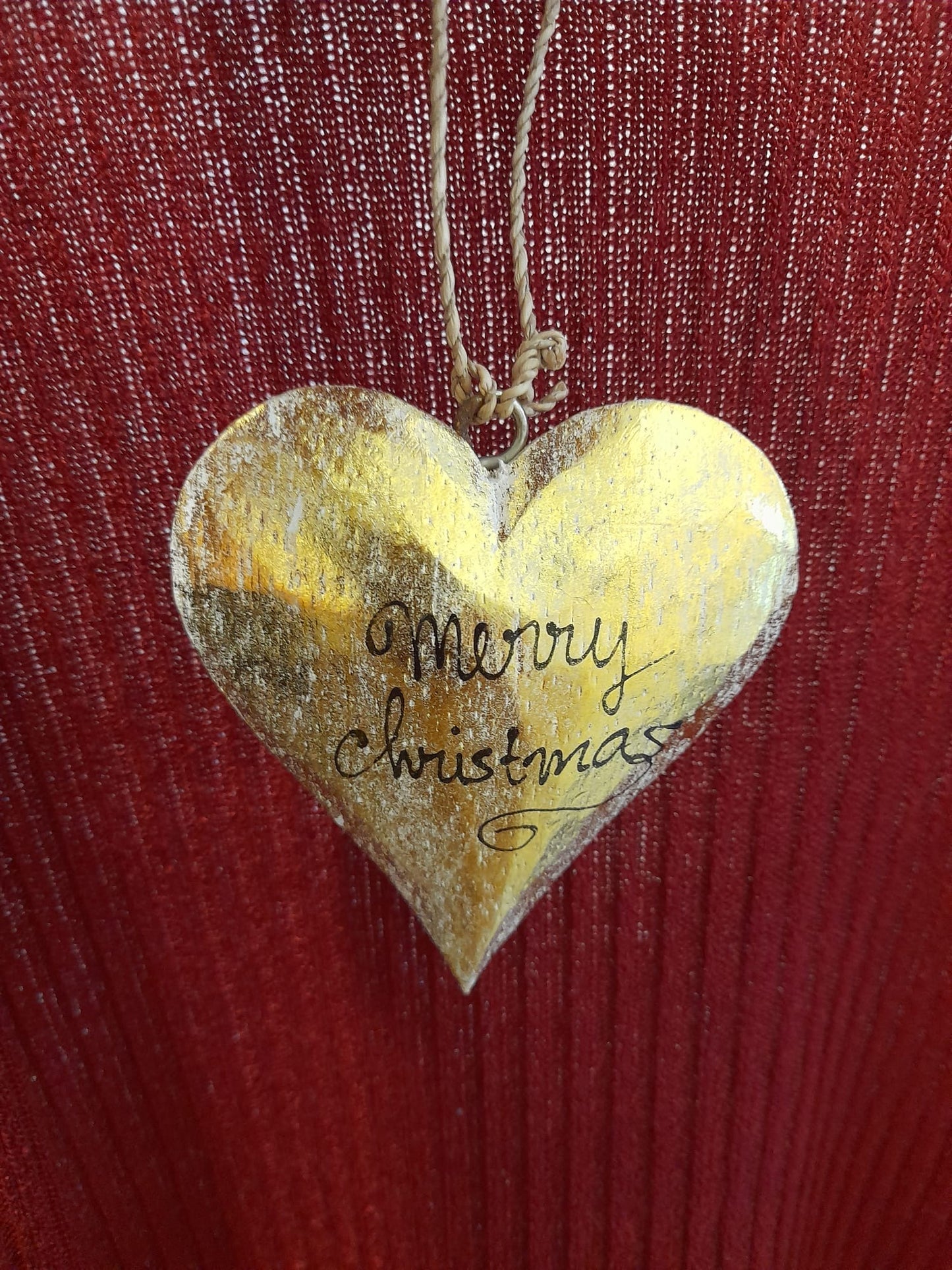 Christmas Ornament - Glittery Gold "Merry Christmas" Heart
