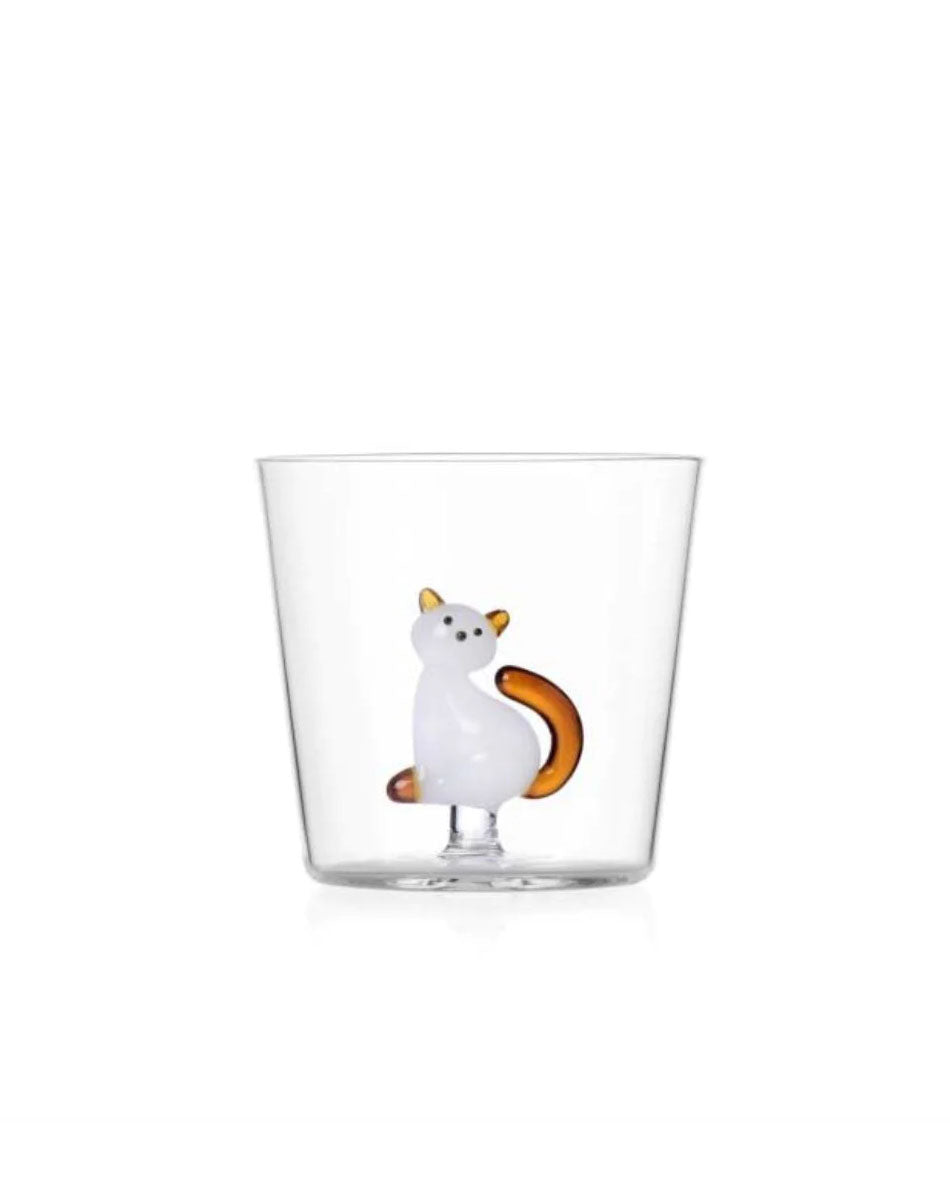 White Cat with Amber Tail Tumbler