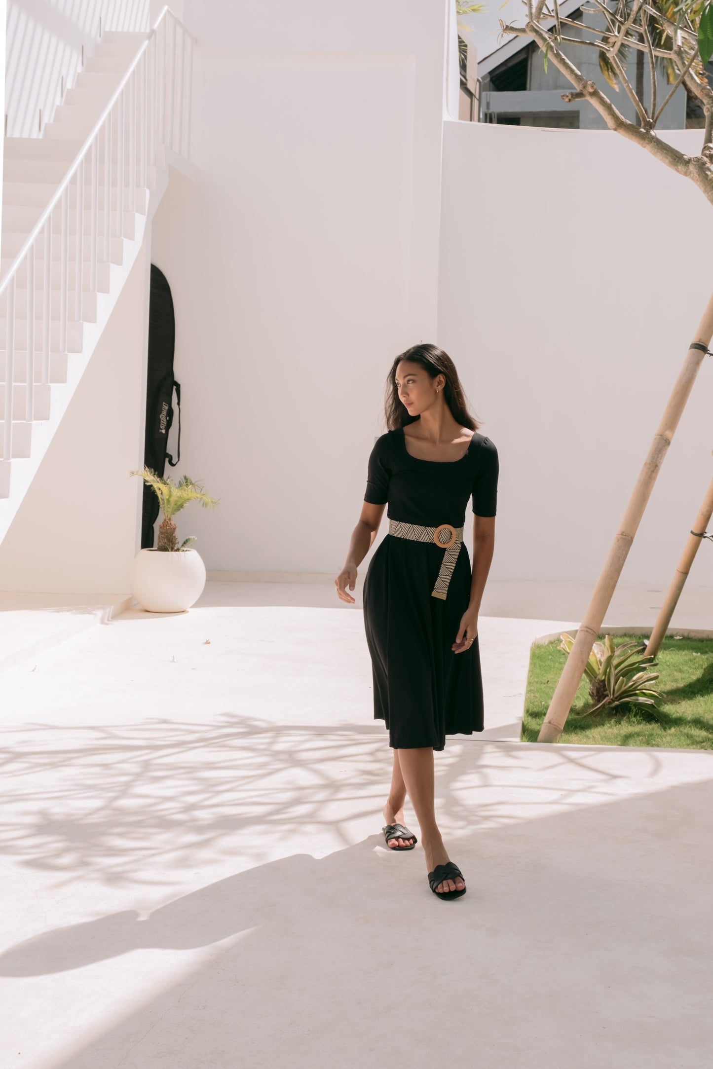 Gisele Elbow Sleeves Skater Bamboo Dress