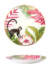 White Monkey Gold-Rimmed Dessert Plate (Jungle Series)