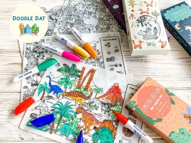 Party Pack Reusable Colouring Mat by Doodle Dat - Fox Tales