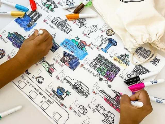 Reusable Colouring Mat by Doodle Dat - Educational Series - Singapore A-Z