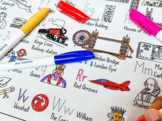 Reusable Colouring Mat by Doodle Dat - Educational Series - UK A-Z