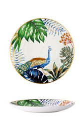 Royal Peacock Gold-Rimmed Dessert Plate (Jungle Series)