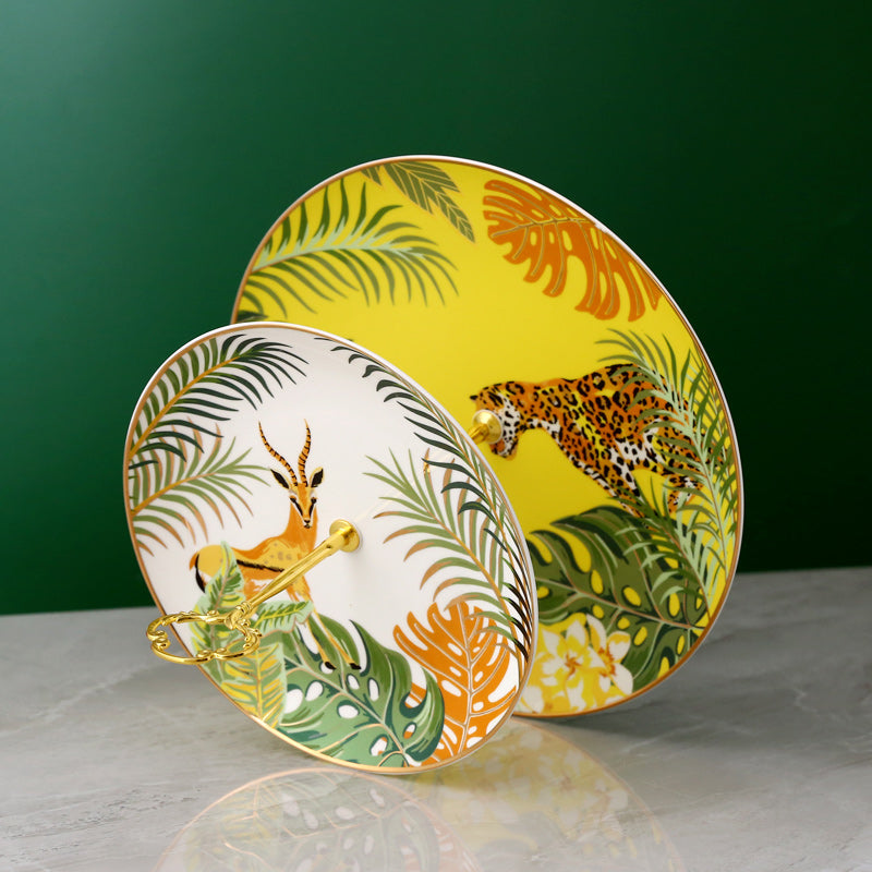 Antelope Gold-Rimmed Dessert Plate (Jungle Series)